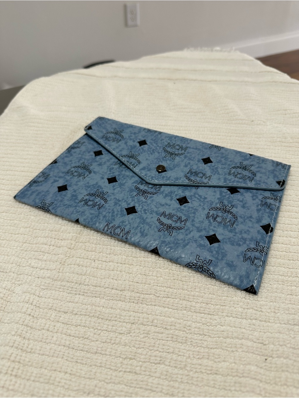 MCM Blue Logo Print Envelope Tablet Sleeve